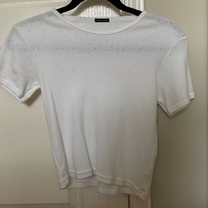 Brandy Melville white floral decorative top